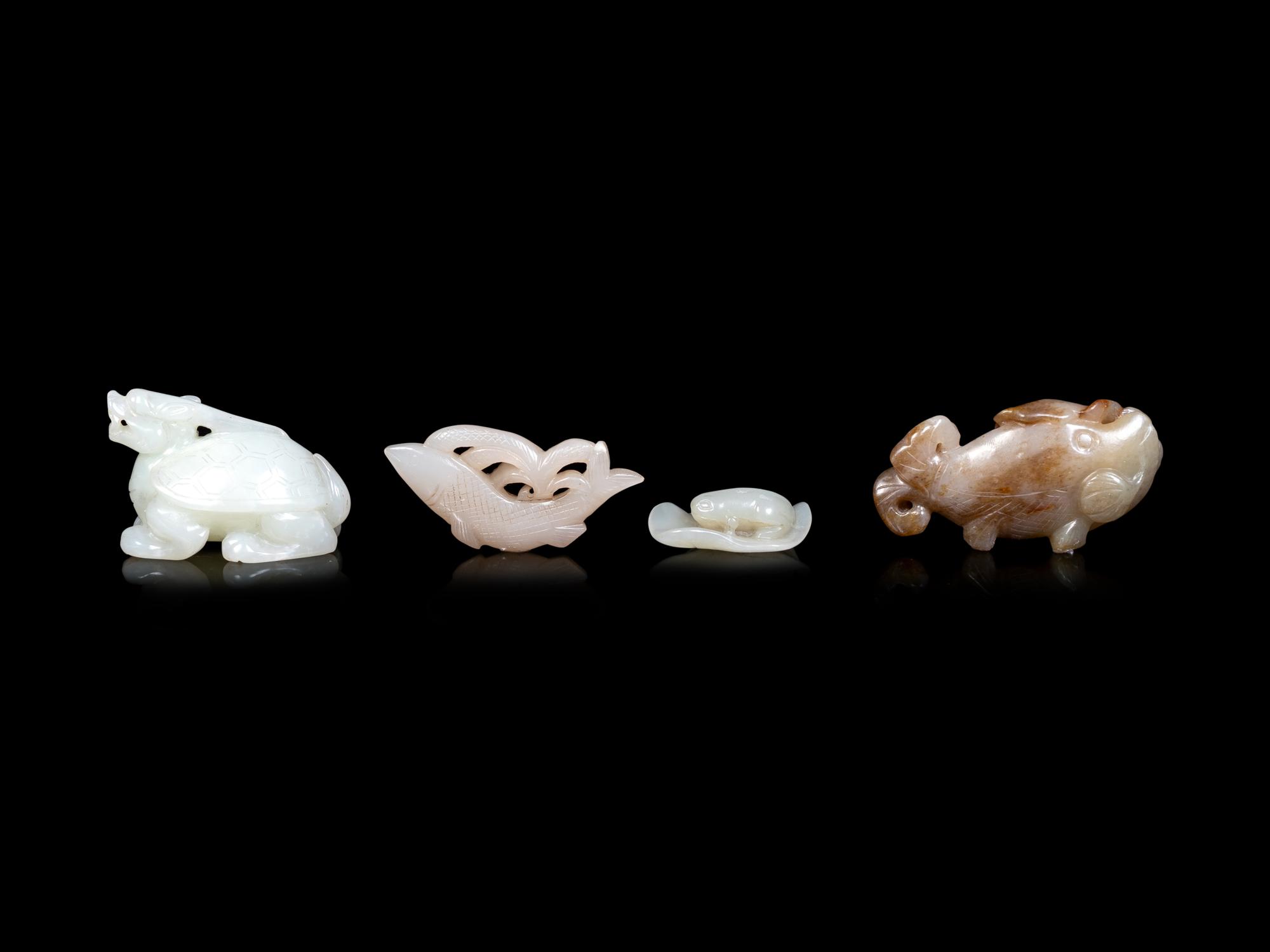 Four Chinese Celadon Jade Carvings of Animals