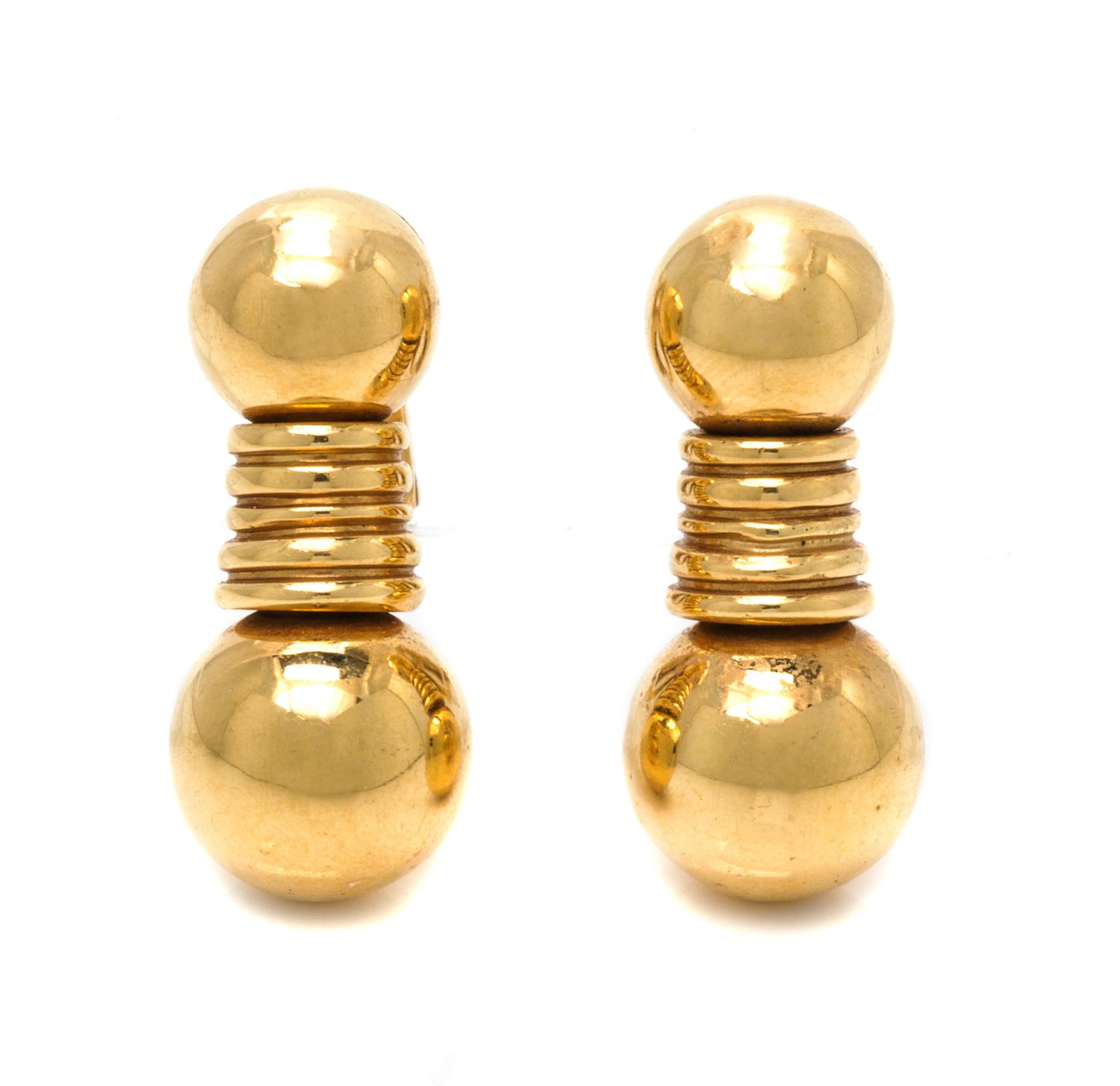 A Pair of 18 Karat Yellow Gold Earclips, Boucheron, 9.00 dwts.