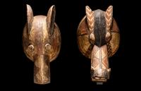 Two Mossi Wood Warthog Helmet Masks