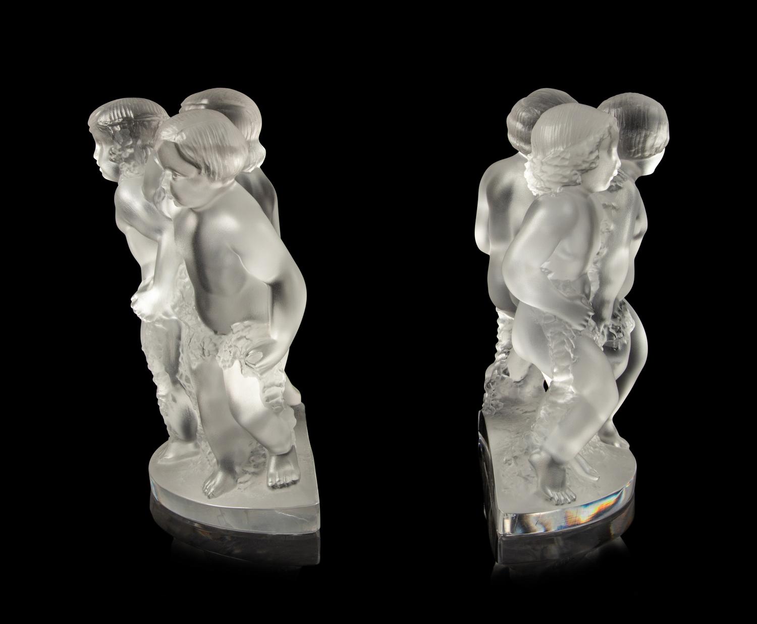 A Pair of Lalique Luxembourg Bookends