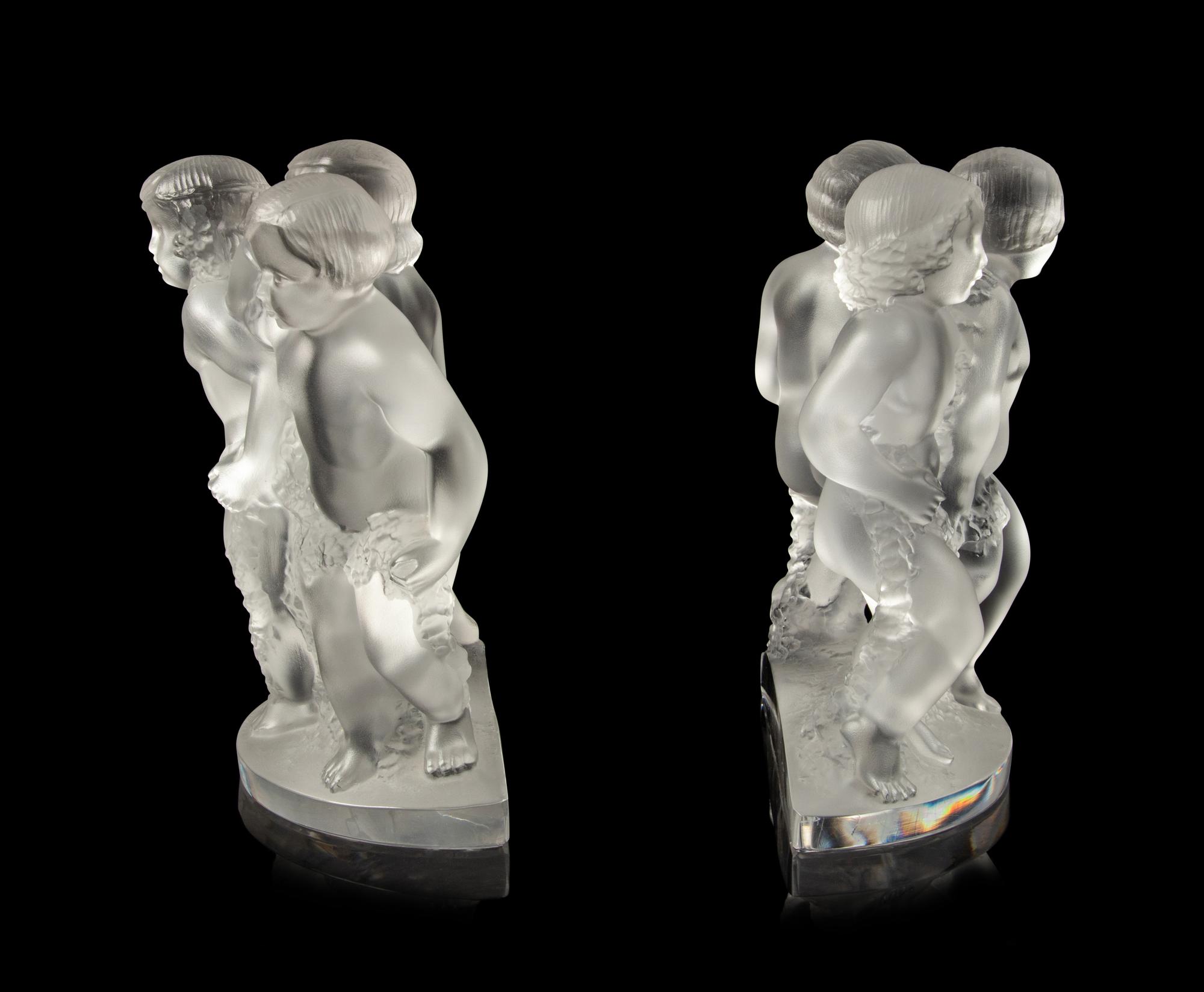 A Pair of Lalique Luxembourg Bookends