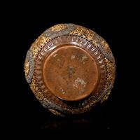 A Tibetan Silver Mounted and Parcel Gilt Copper Reticulated Censer and Cover 西藏嵌銀鎏金銅蓋爐