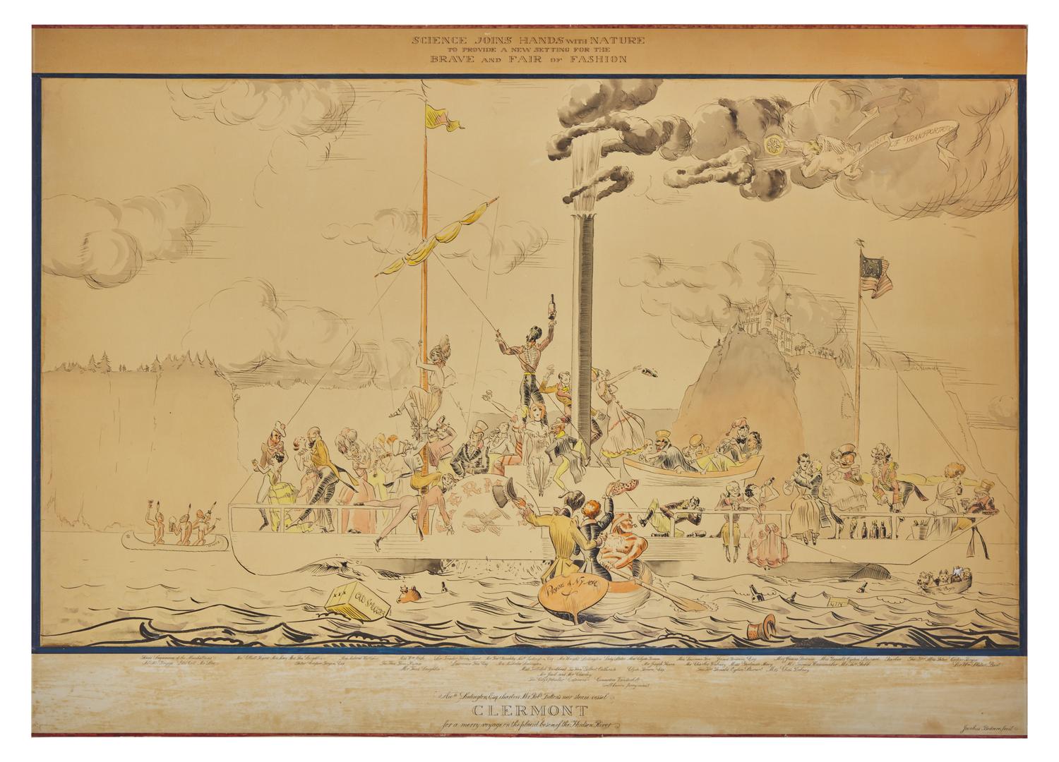 [Algonquin Round Table] Bodrero, James. Nicls. Ludington, Esq. charters Mr. Robt. Fulton's new steam vessel Clermont for a merry voyage on the placid bosom of the Hudson River