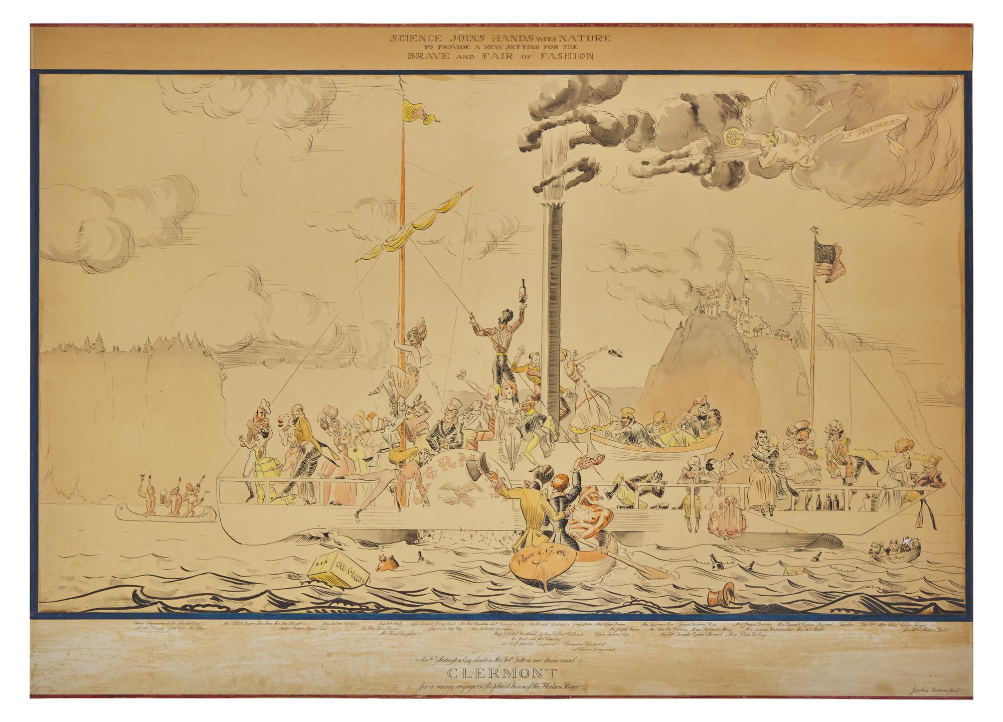 [Algonquin Round Table] Bodrero, James. Nicls. Ludington, Esq. charters Mr. Robt. Fulton's new steam vessel Clermont for a merry voyage on the placid bosom of the Hudson River