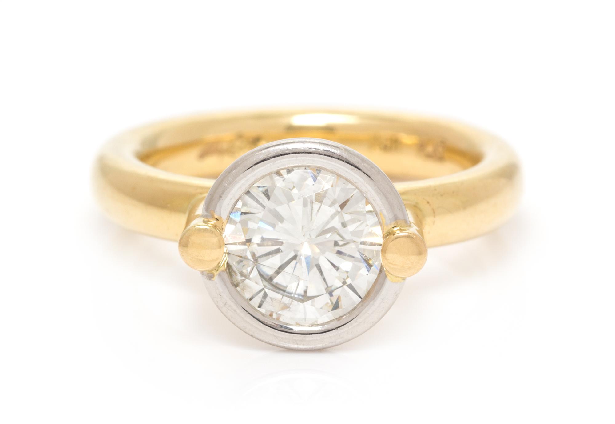 An 18 Karat Yellow Gold, Platinum and Diamond Ring, Whitney Boin, 5.60 dwts.