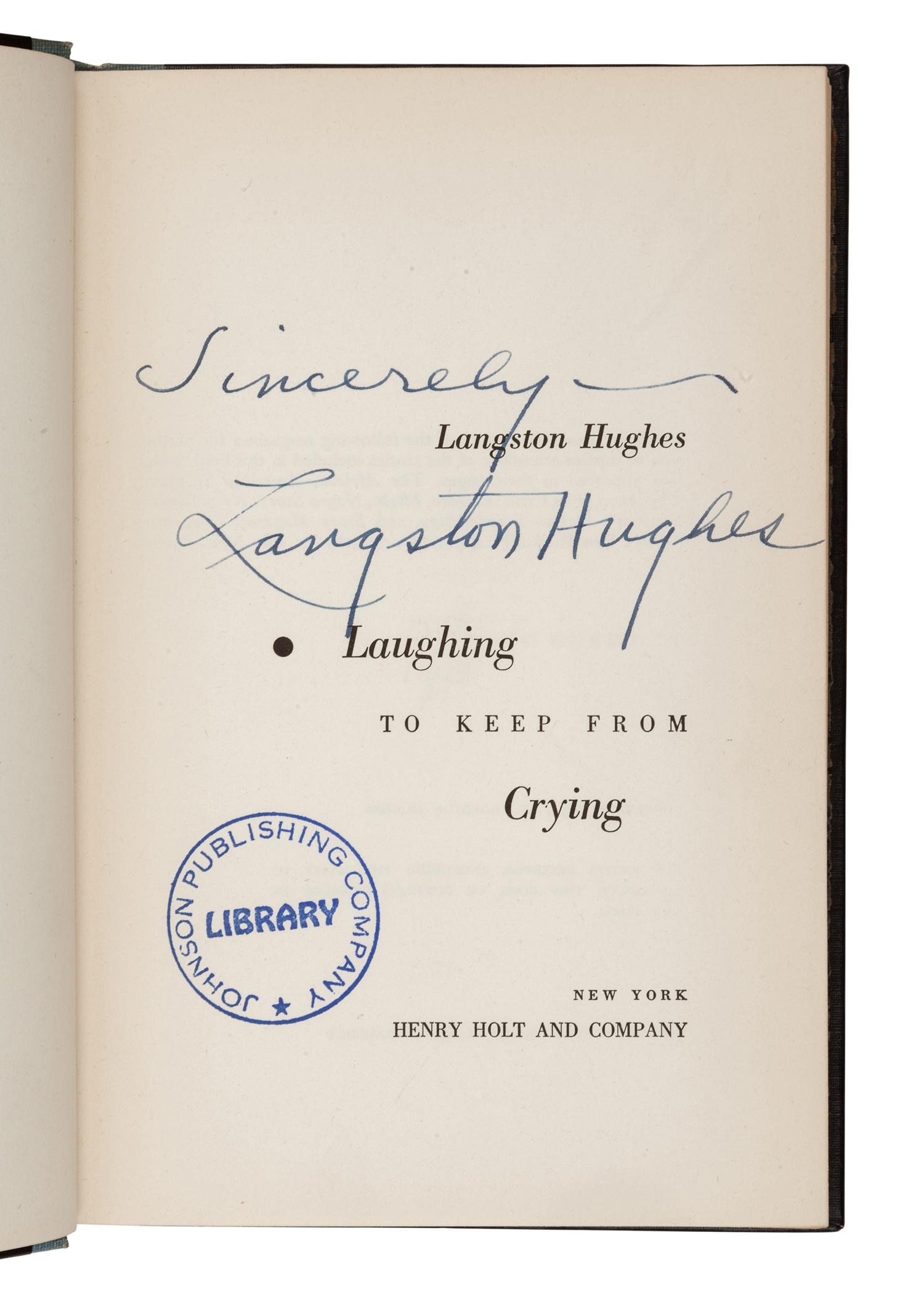 [AFRICAN-AMERICAN LITERATURE]. HUGHES, Langston (1902-1967). A group of 5 works, comprising: