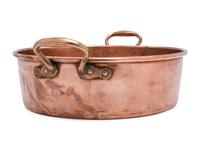 An English Copper Preserving Pan with Brass Handles