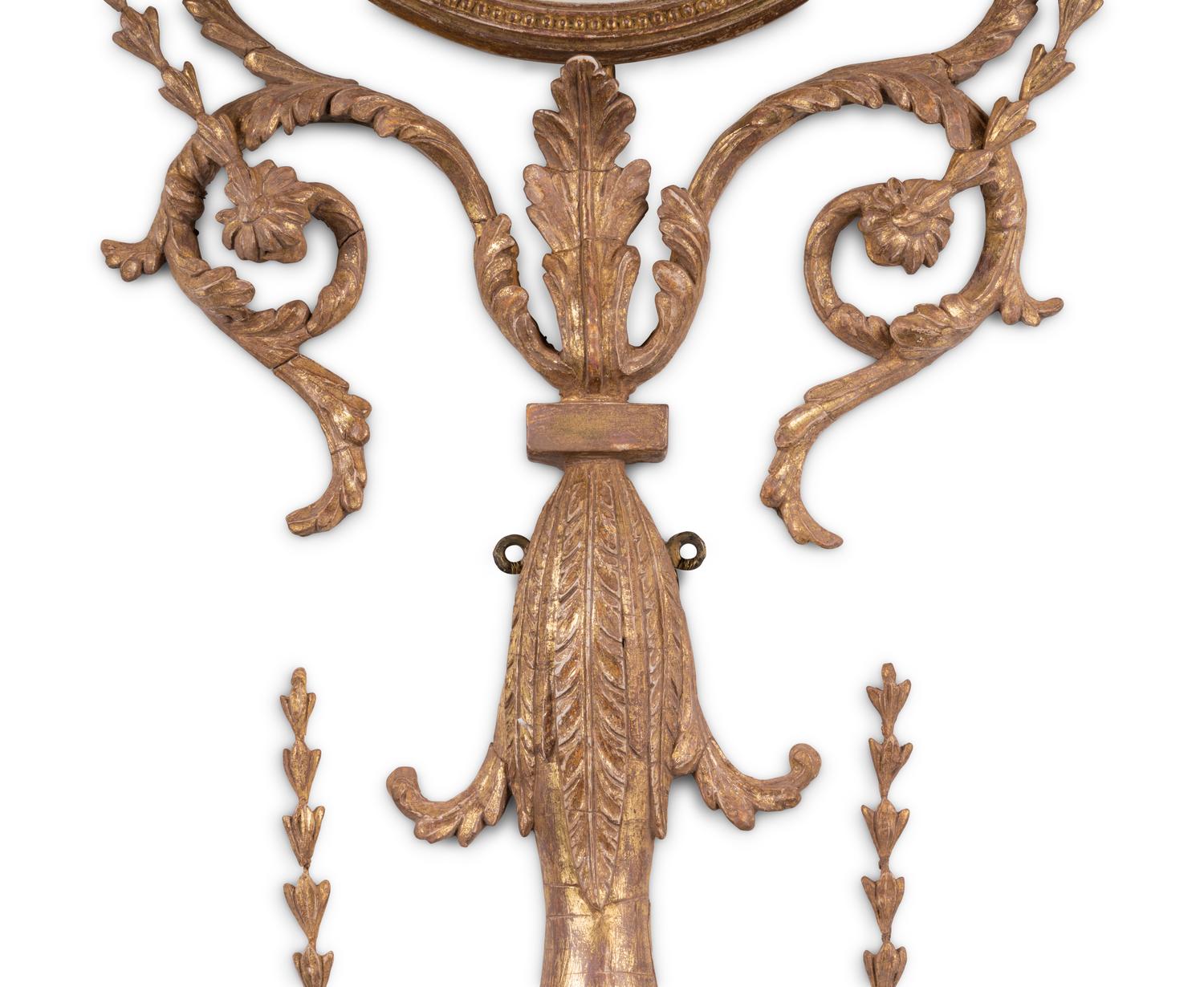 A George III Cream-Painted and Parcel-Gilt Two-Light Wall Appliqué