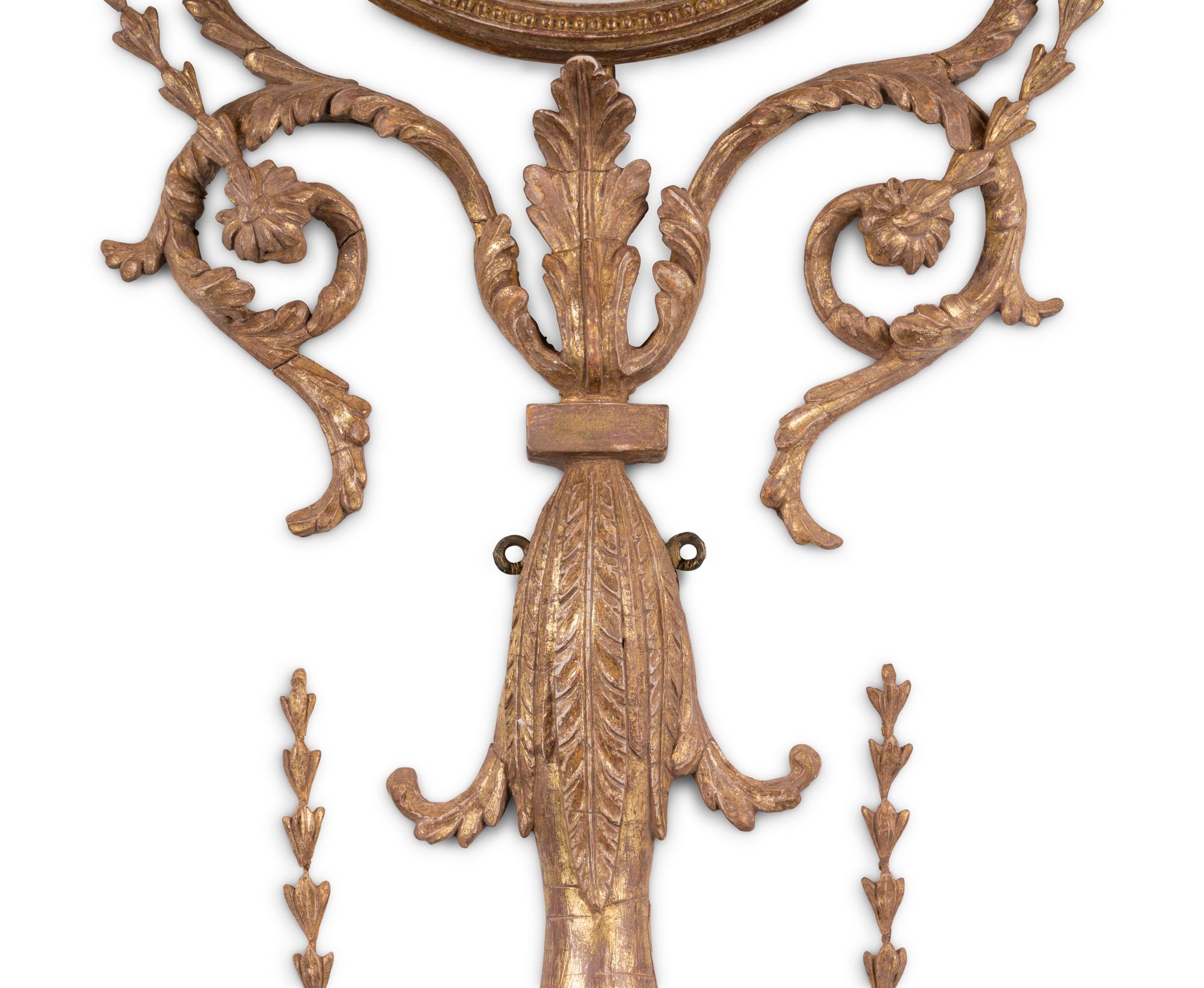 A George III Cream-Painted and Parcel-Gilt Two-Light Wall Appliqué