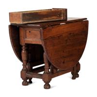 A Swedish Turned and Block Carved Pine Drop-Leaf Gate-Leg Dining Table