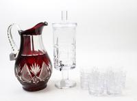 A Sevres Molded Glass Liquor Service Height of dispenser 16 inches.