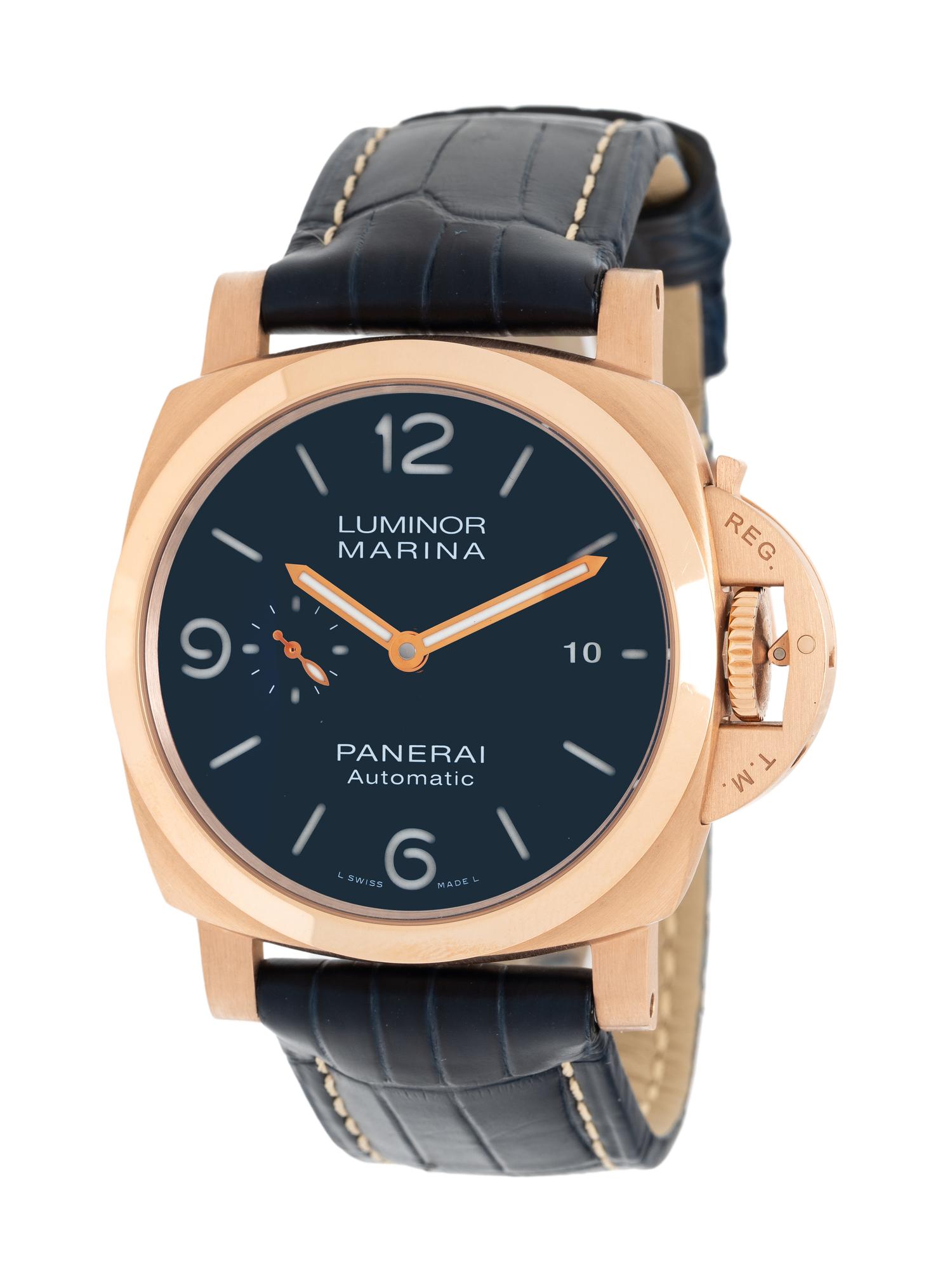 PANERAI, REF. PAM01112 18K ROSE GOLD 'LUMINOR MARINA GOLDTECH' WATCH WITH DATE, BOX & PAPERS