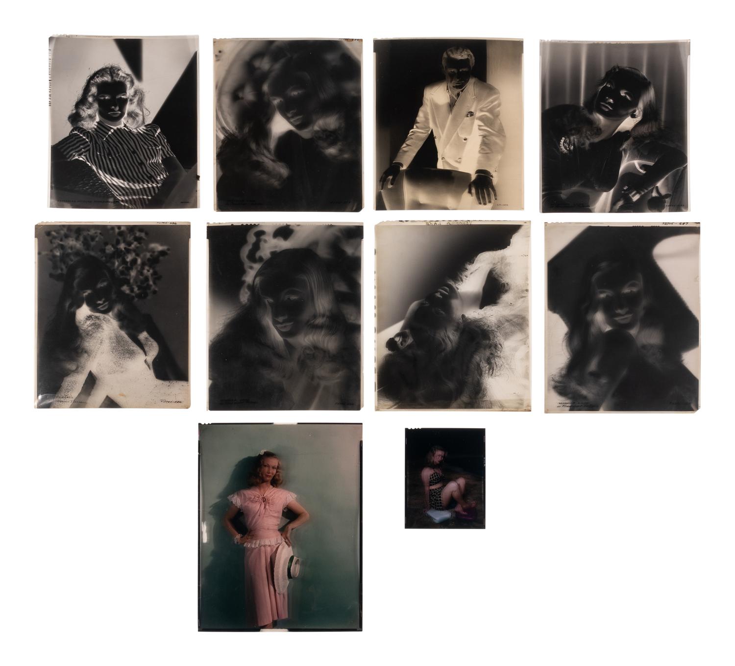 [HOLLYWOOD PHOTOGRAPHY]. A group of 17 photographic portrait negatives and transparencies of Veronica Lake. c. 1940.