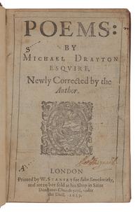 DRAYTON, Michael (1563-1631). Poems. London: W. Stansby for John Smethwicke, 1613.