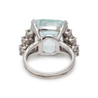 AQUAMARINE, DIAMOND, AND WHITE GOLD RING