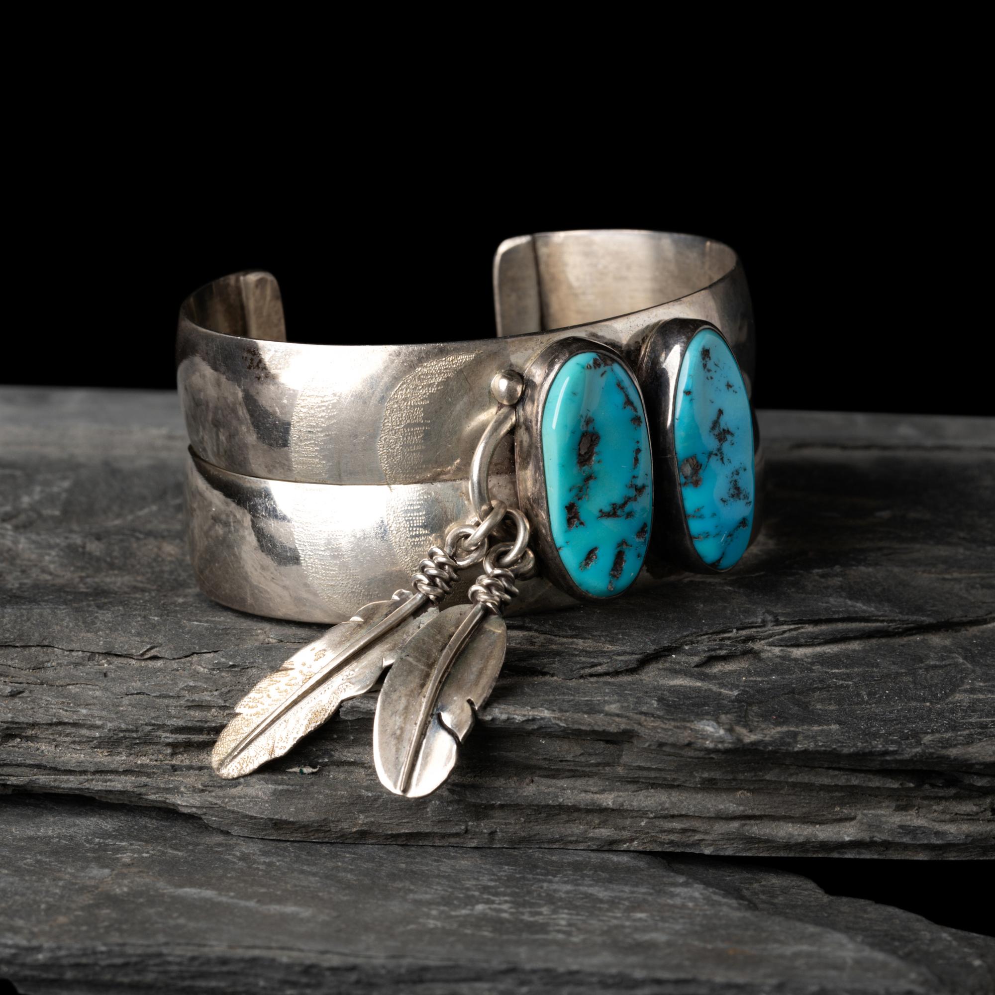 Southwestern-style Sterling Silver and Turquoise Cuff Bracelet