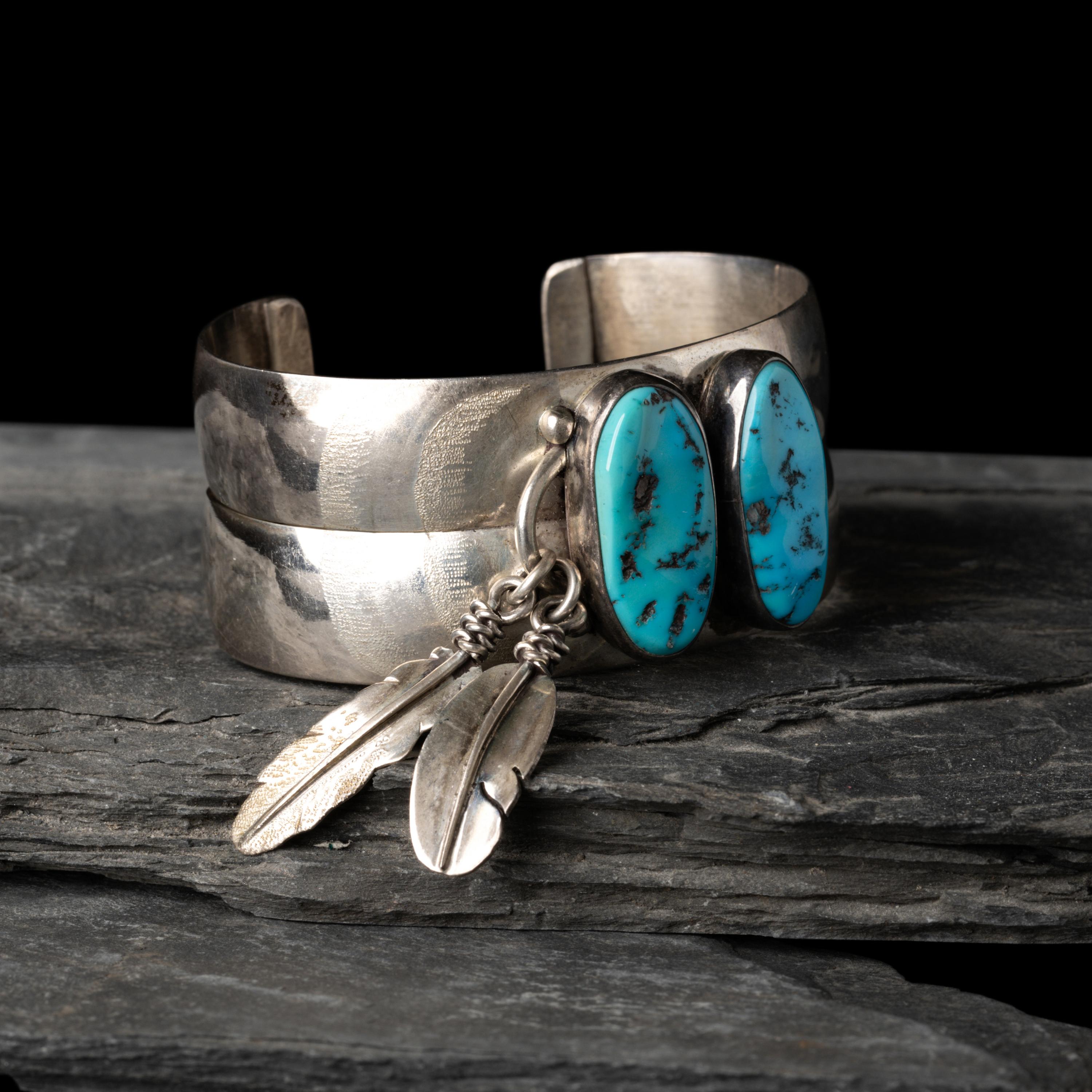 Southwestern-style Sterling Silver and Turquoise Cuff Bracelet