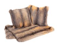 J. Mendel Fox Fur Matching Pillows and Blanket