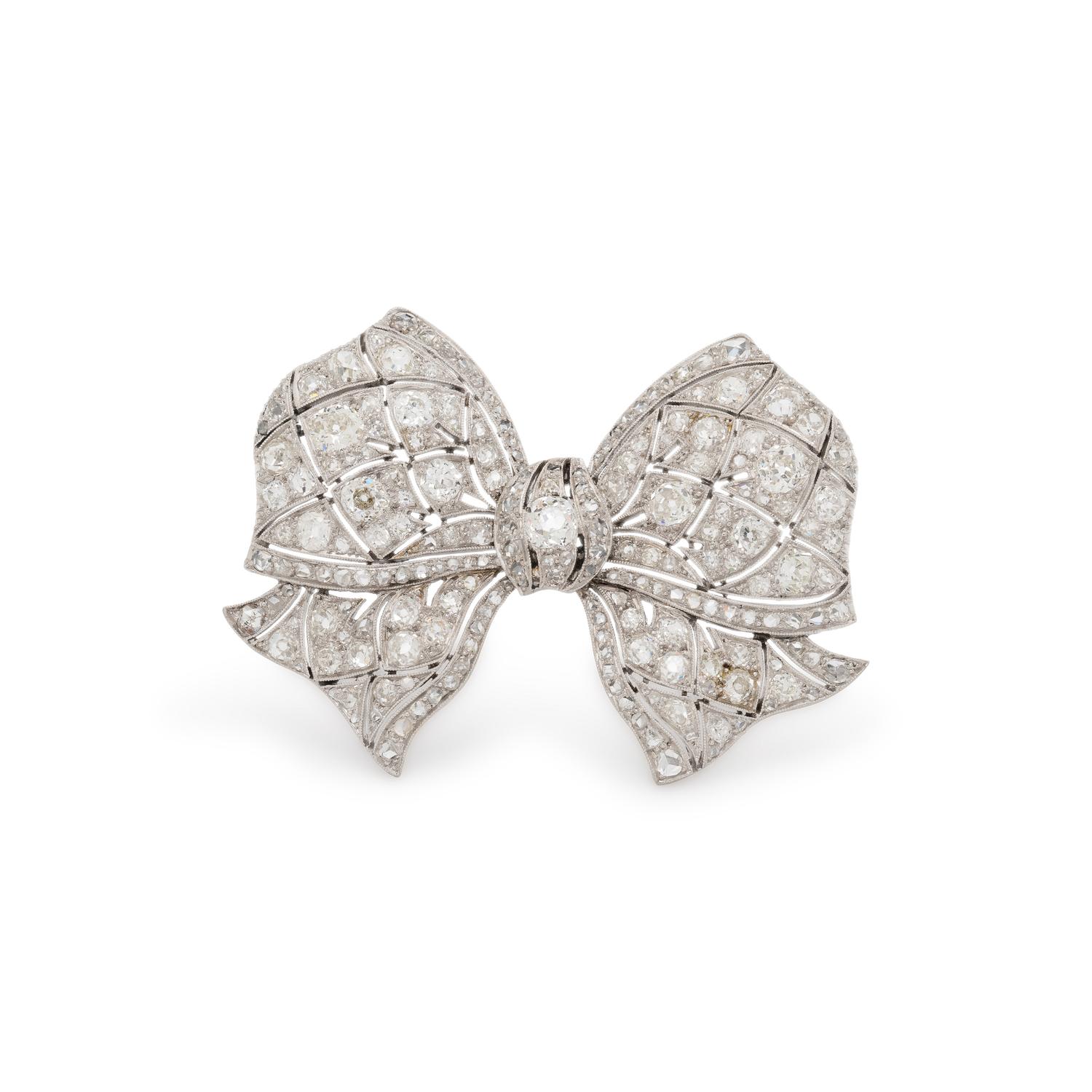 DIAMOND BOW BROOCH