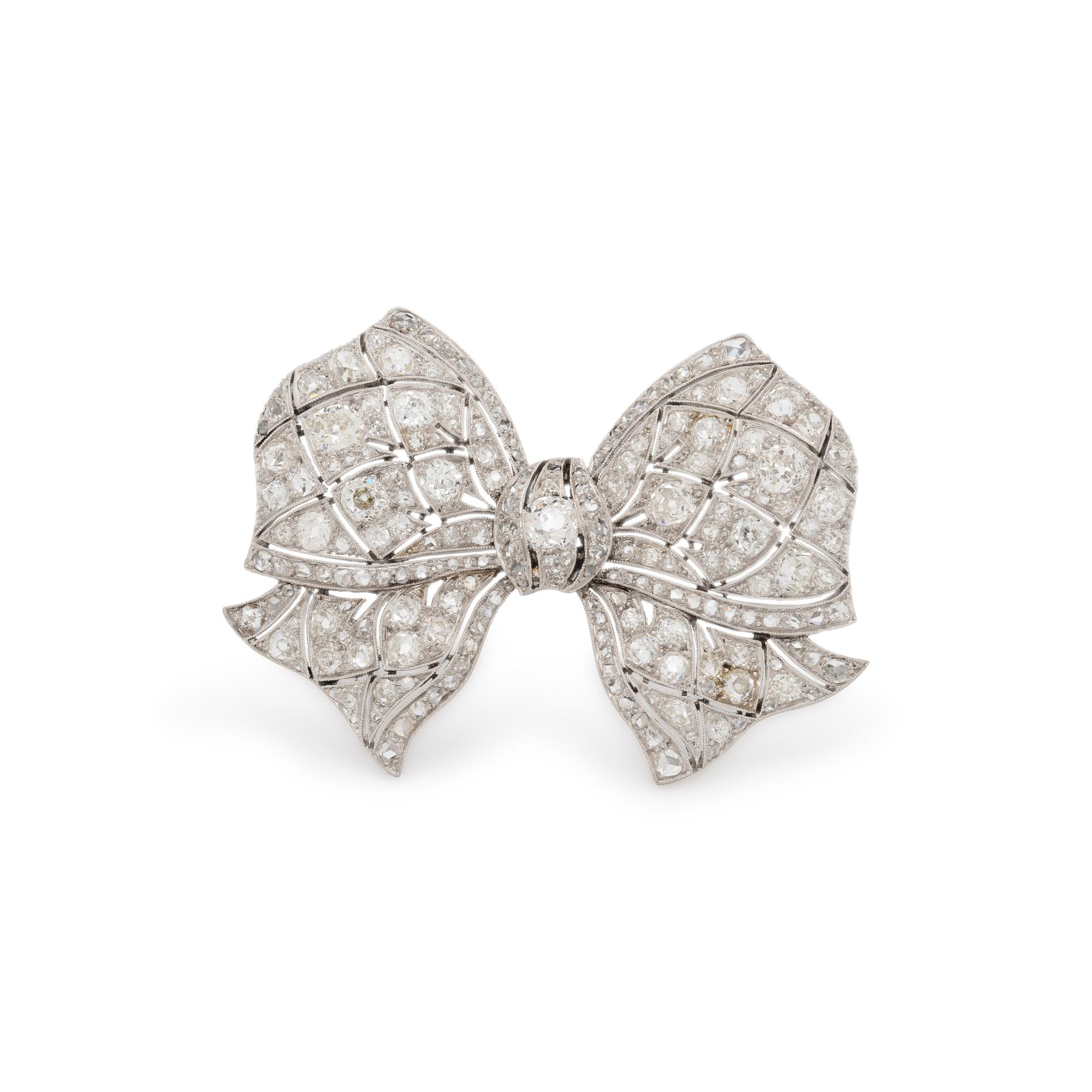 DIAMOND BOW BROOCH