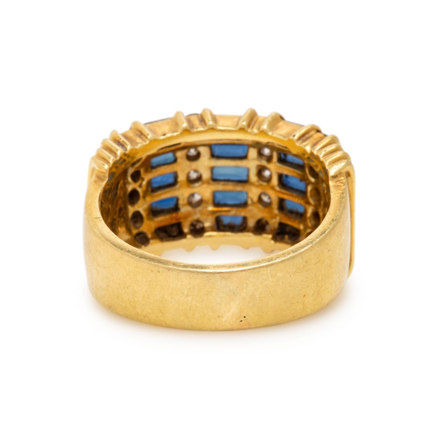 Yellow Gold, Sapphire, and Diamond Ring
