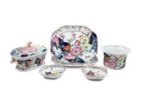 A Collection of Mottahedeh Tobacco Leaf Porcelain Articles