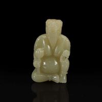 A Chinese Yellowish-pale celadon Jade Mythical Creature 黄玉雕瑞兽