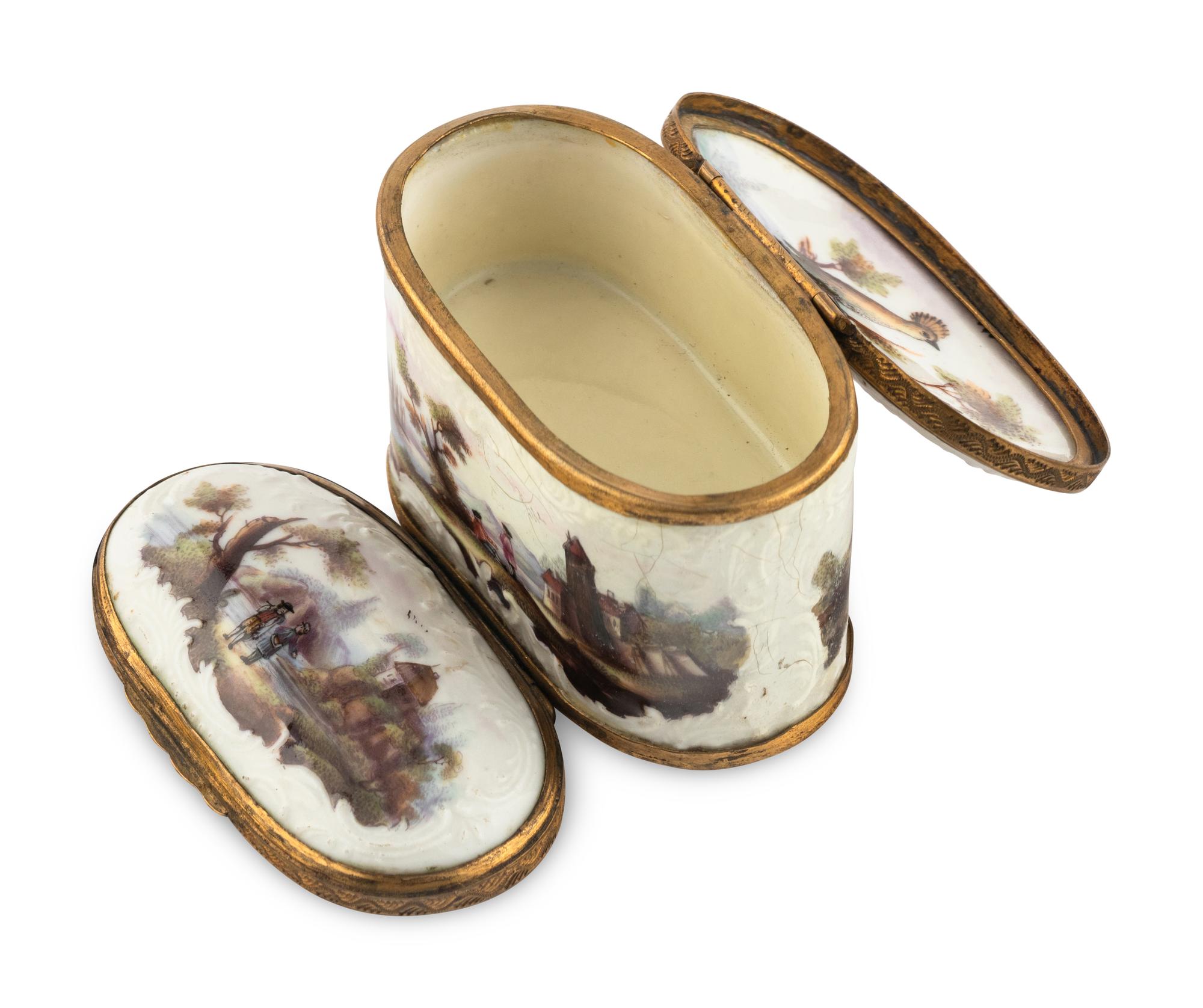 A Continental Porcelain Double Snuff Box