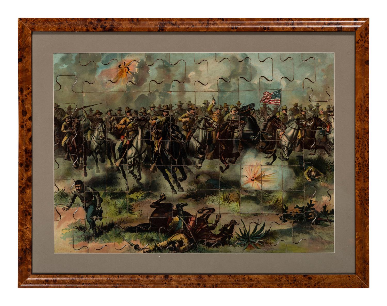 [ROOSEVELT, Theodore (1858-1919) - SPANISH AMERICAN WAR]. Puzzle featuring Theodore Roosevelt and the Rough Riders. [New York: McLoughlin Bros., 1898].