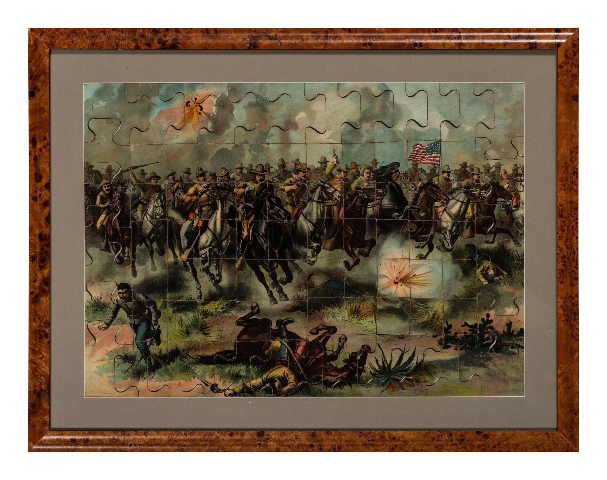 [ROOSEVELT, Theodore (1858-1919) - SPANISH AMERICAN WAR]. Puzzle featuring Theodore Roosevelt and the Rough Riders. [New York: McLoughlin Bros., 1898].