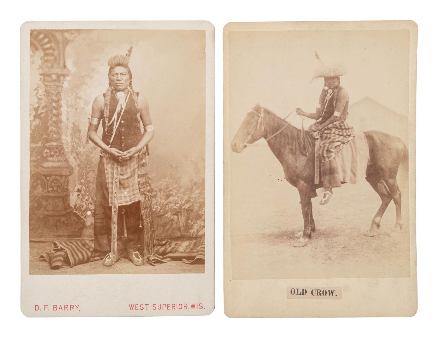 BARRY, David F. (1854-1934), photographer. Two cabinet cards of Old Crow, possible bodyguard to Sitting Bull.