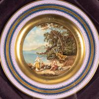 Four Framed Vienna Style Porcelain Cabinet Plates