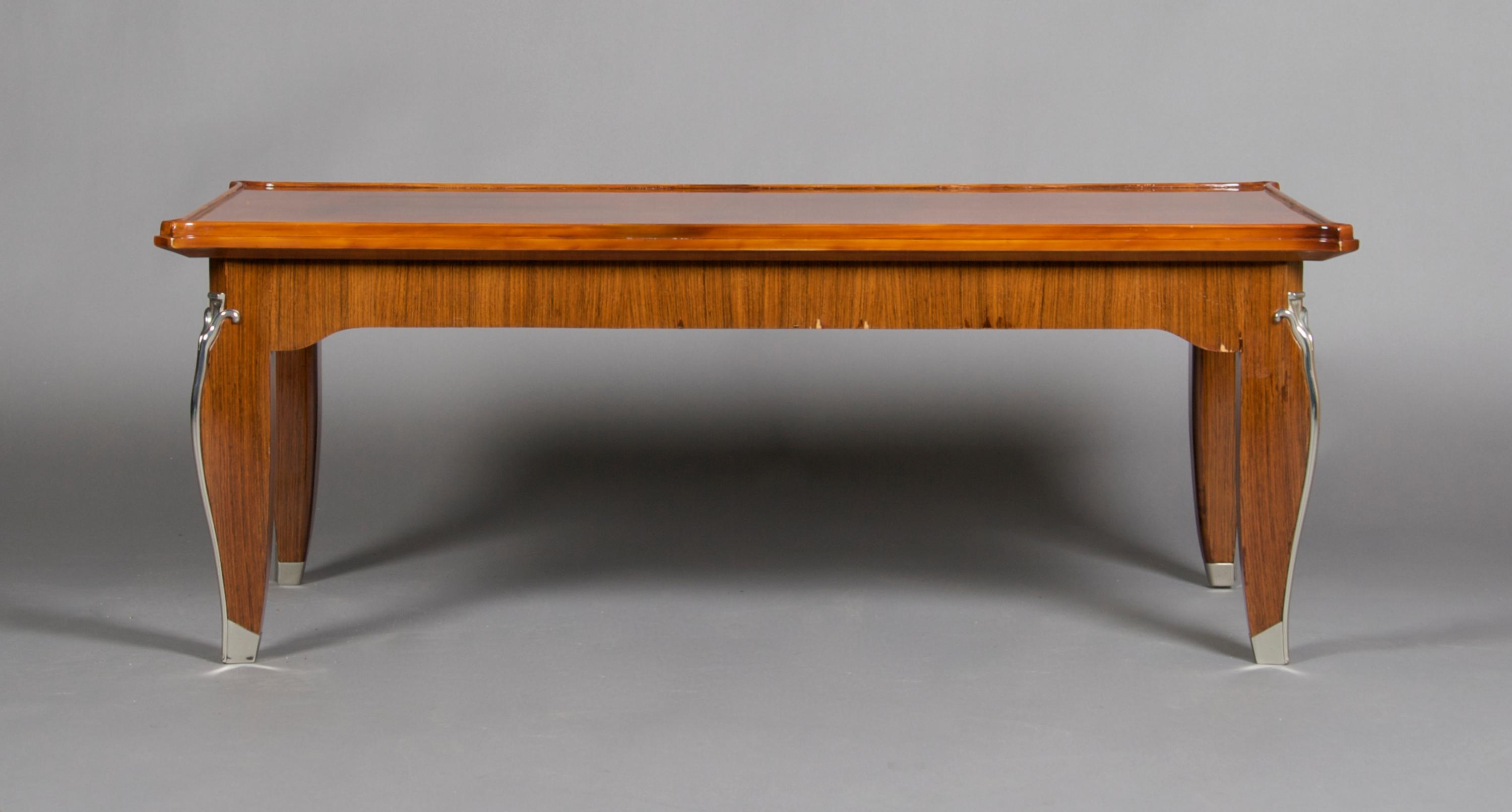 A French Art Deco Low Table, Leleu, Height 16 3/4 x width 44 1/2 x depth 23 inches.