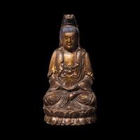 A Chinese Gilt Lacquered Wood and Painted Wood Guanyin, Late Qing Dynasty to Republic Period 晚清-民國 木漆金觀音坐像