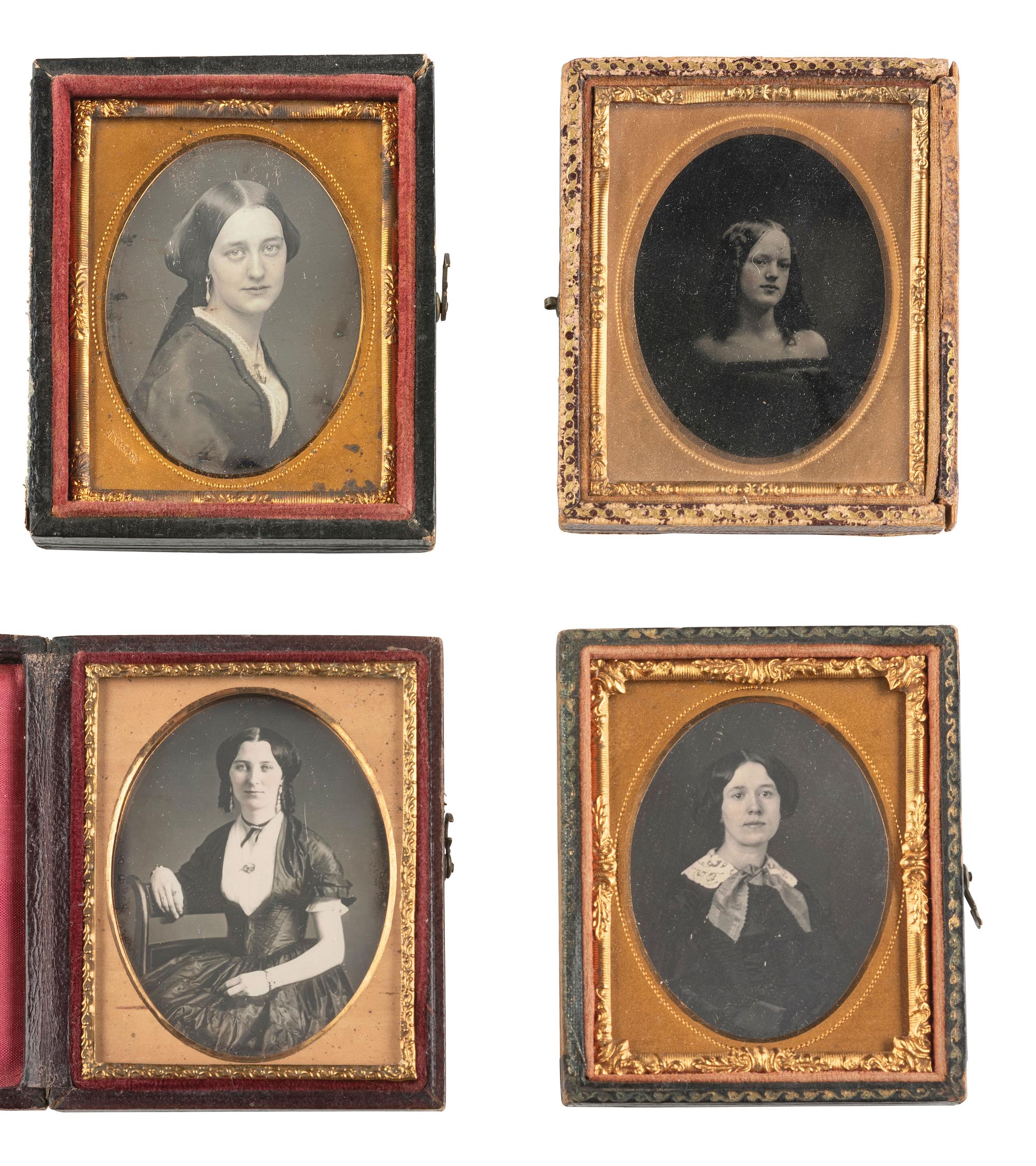 [EARLY PHOTOGRAPHY]. 13 daguerreotypes and one ambrotype of lovely young ladies.