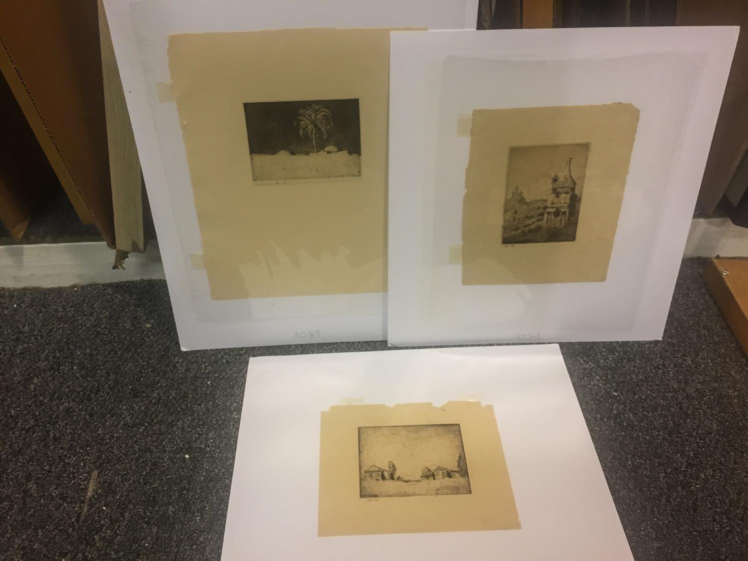 Hermann Struck, (German, 1876-1944), A Group of Ten Etchings: -Absalom's Tomb 4 3/4 x 3 1/2 inches. -Deathmask 4 x 3 inches. -Doorway-J