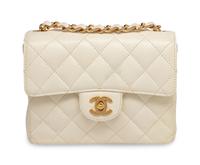 Chanel Mini Flap Bag in White Caviar Leather
