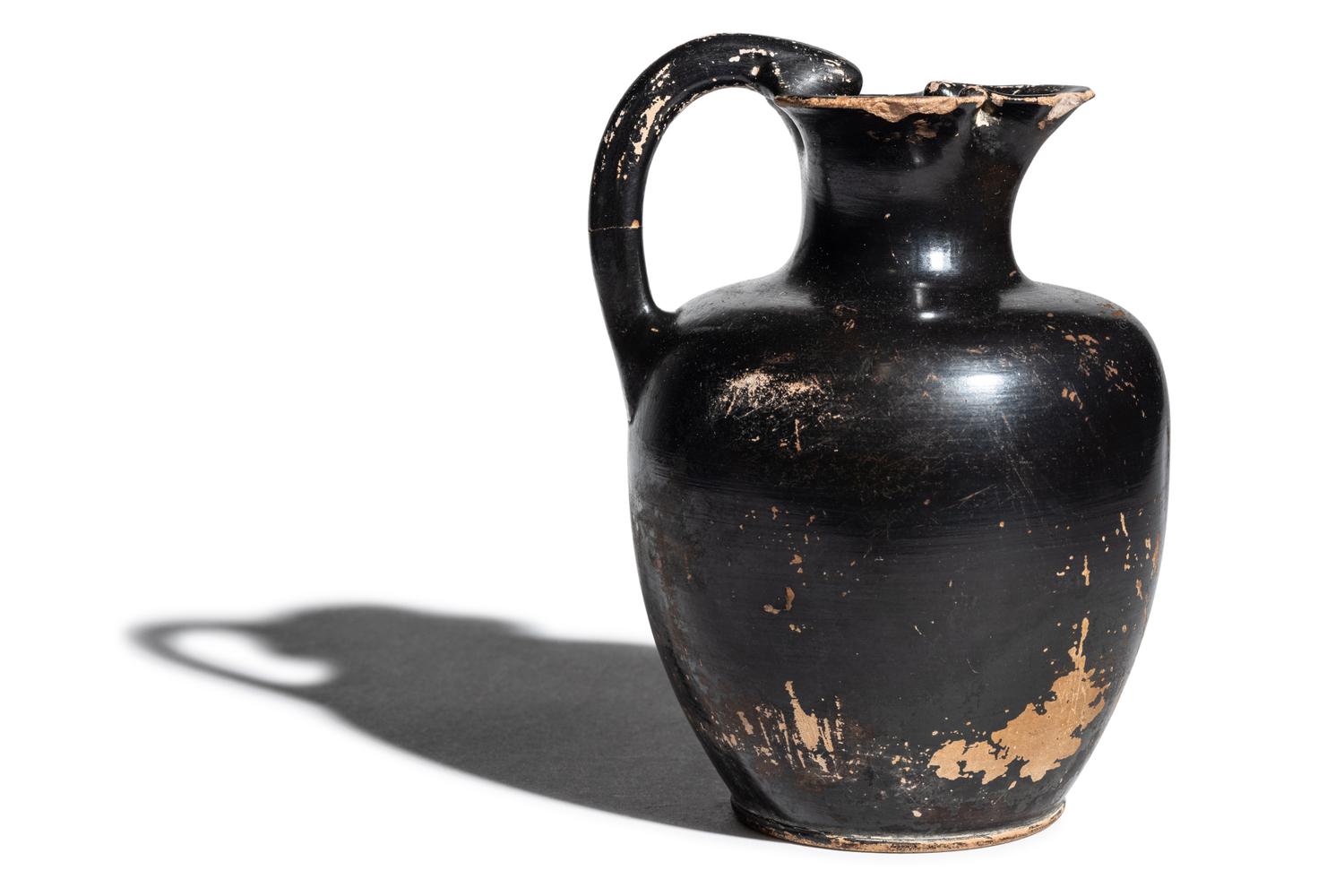A Greek Black-Glazed Trefoil Oinochoe