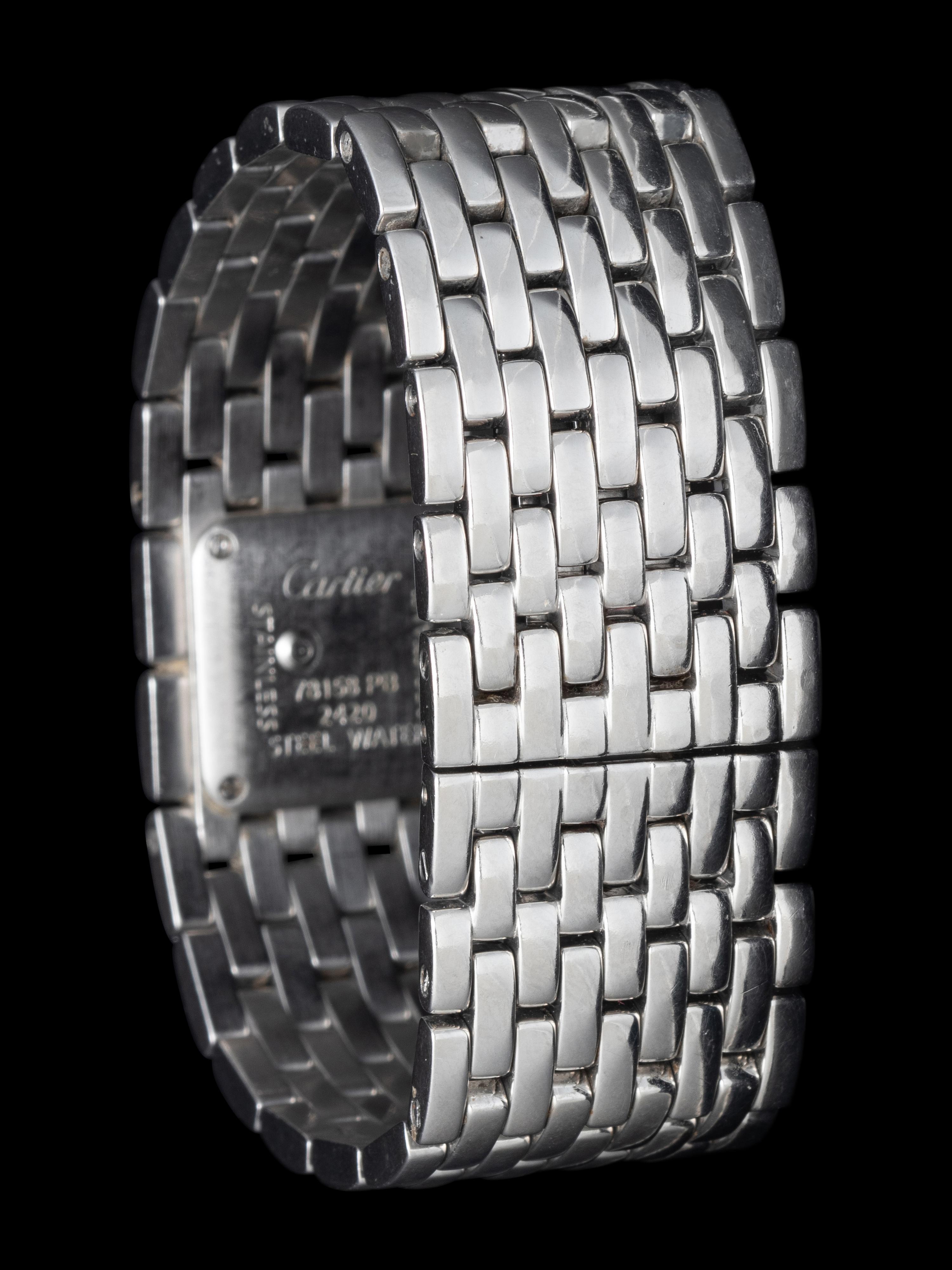 CARTIER, REF. 2420 STAINLESS STEEL 'PANTHÈRE RUBAN' WATCH