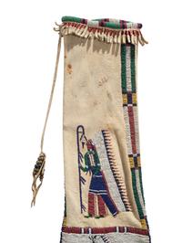 Cheyenne River or Pine Ridge Sioux Beaded Hide Pictorial Tobacco Bag