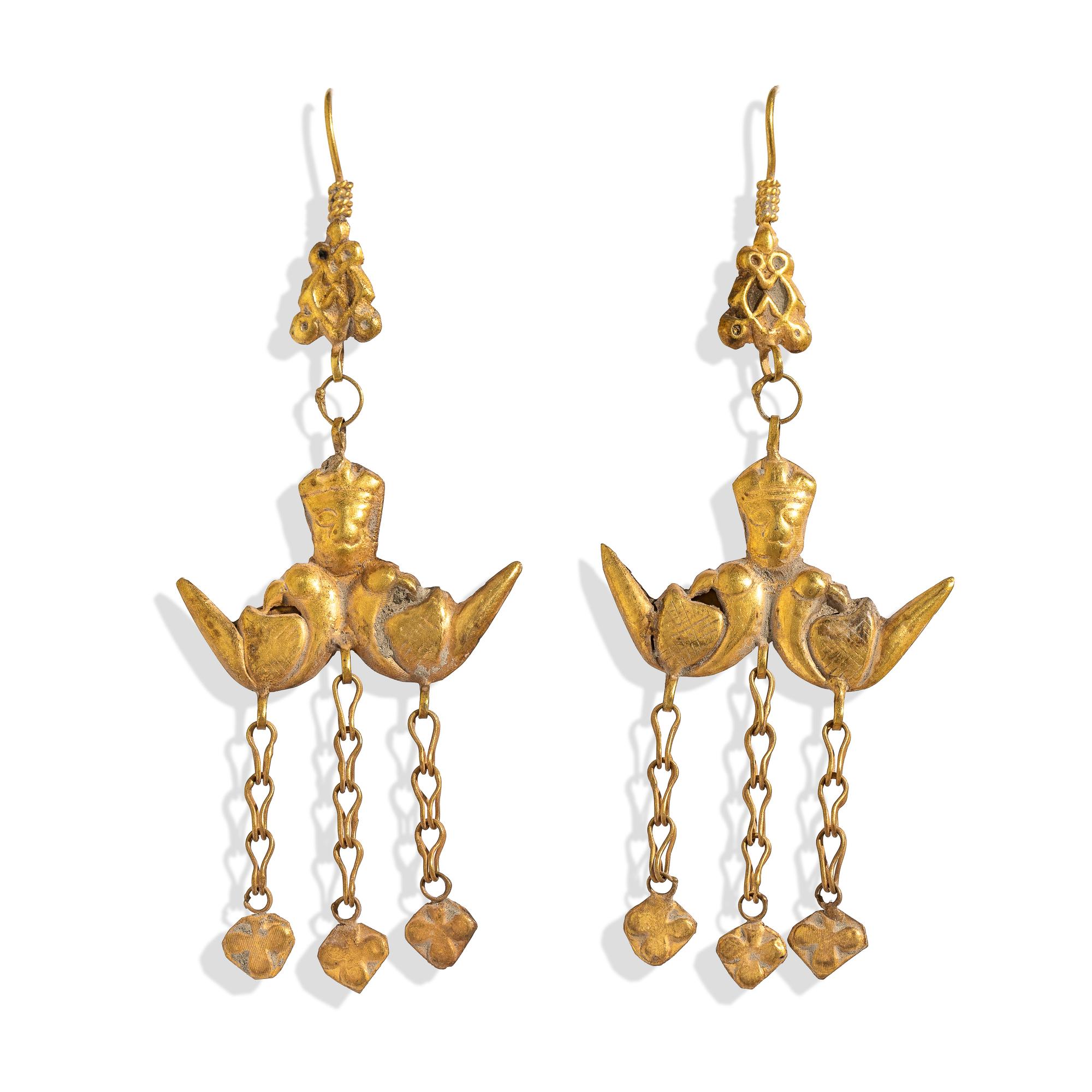 A Pair of Sasanian Style Gold Earrings