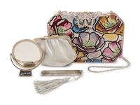 Judith Leiber Floral Motif Minaudière with Butterfly Clasp