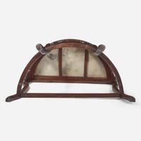 A Chinese hardwood and marble-inset demilune side table