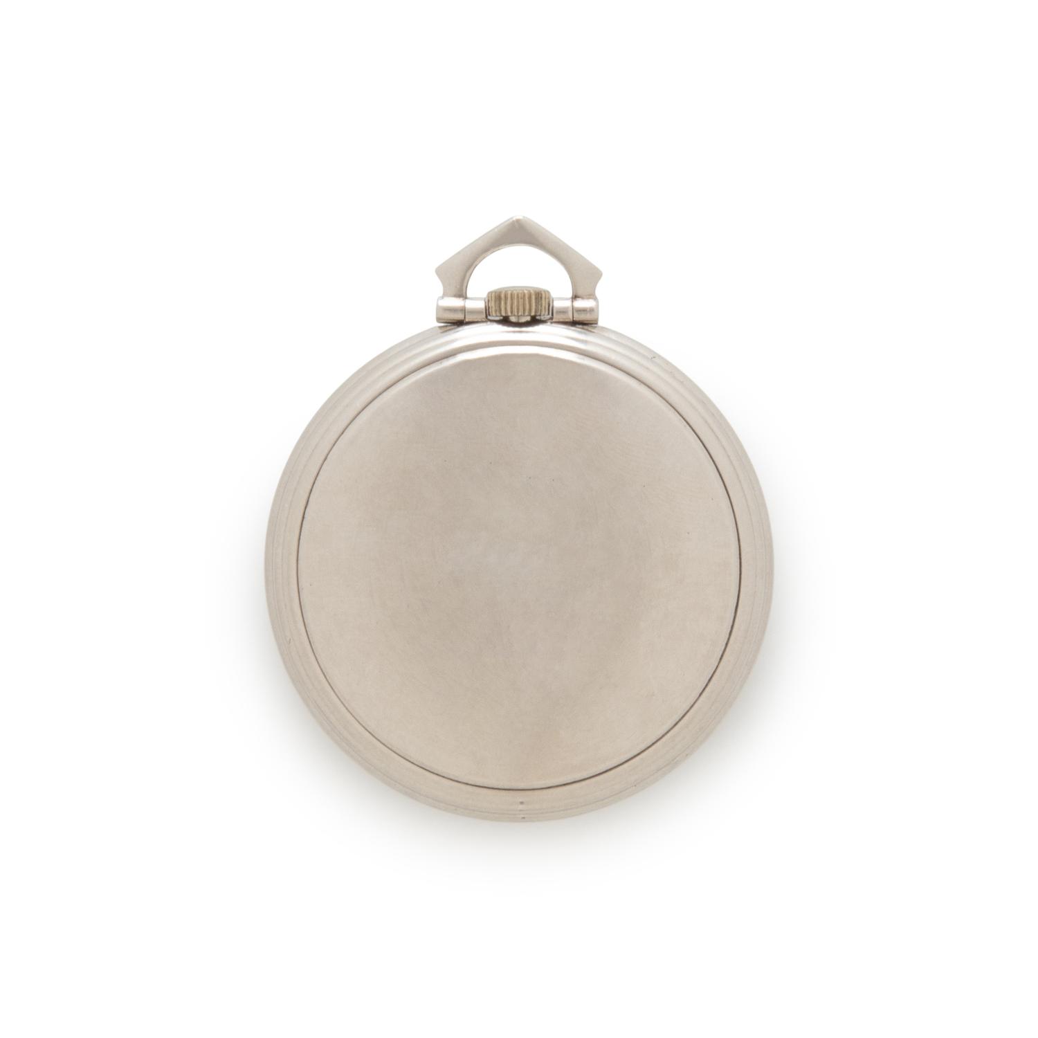 PATEK PHILIPPE, PLATINUM AND DIAMOND OPEN FACE POCKET WATCH