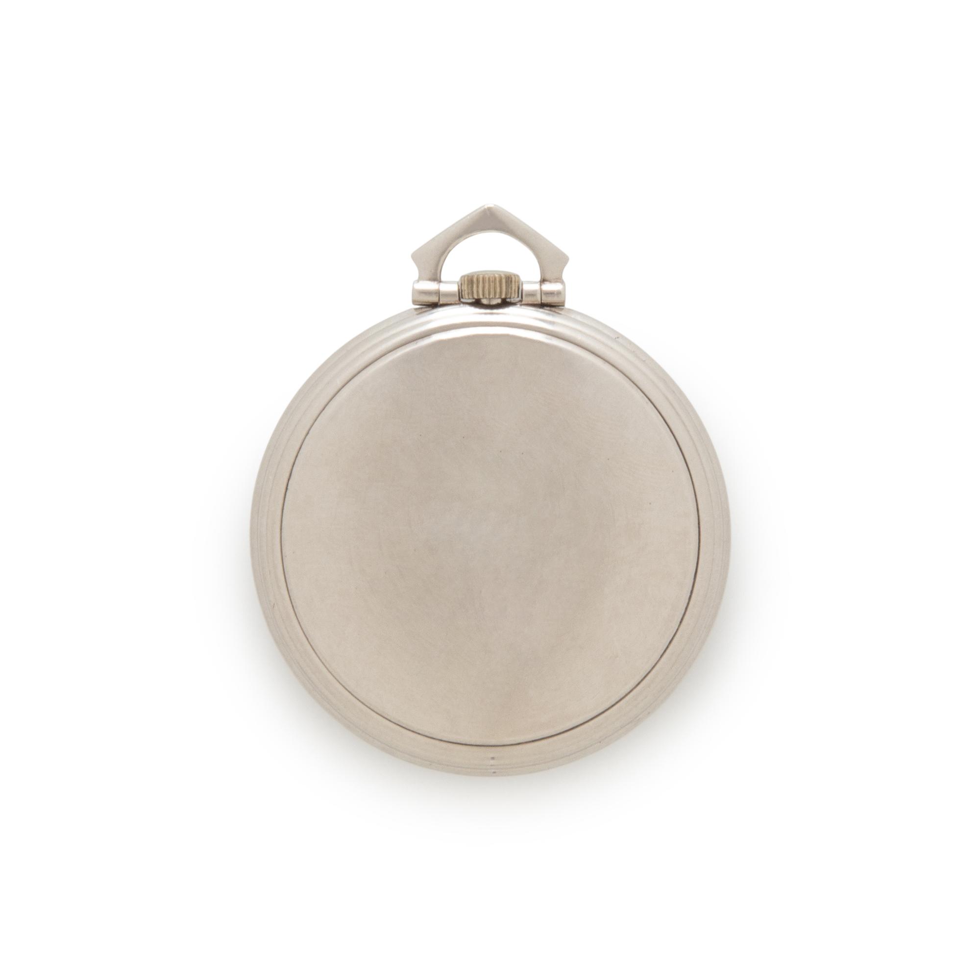 PATEK PHILIPPE, PLATINUM AND DIAMOND OPEN FACE POCKET WATCH