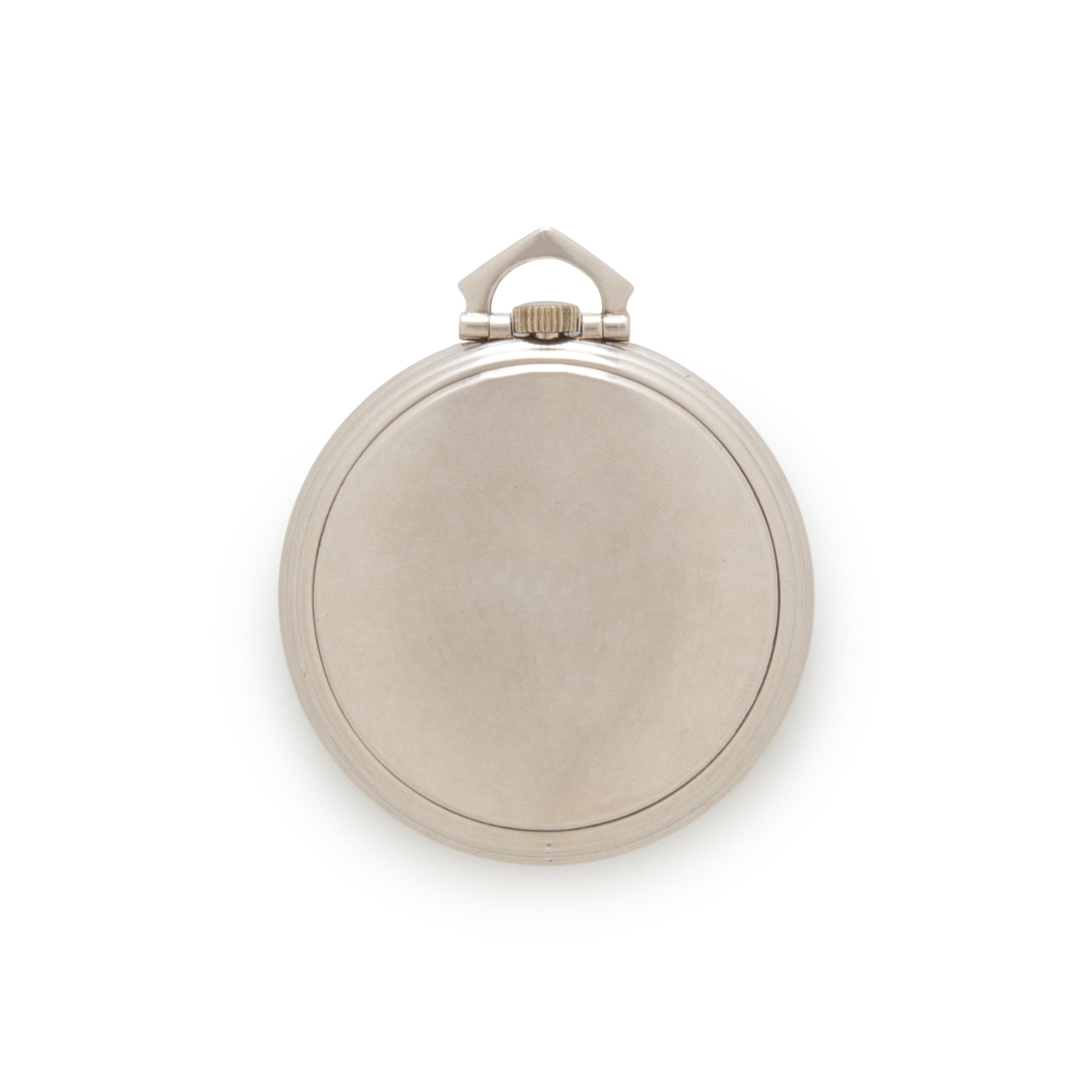 PATEK PHILIPPE, PLATINUM AND DIAMOND OPEN FACE POCKET WATCH