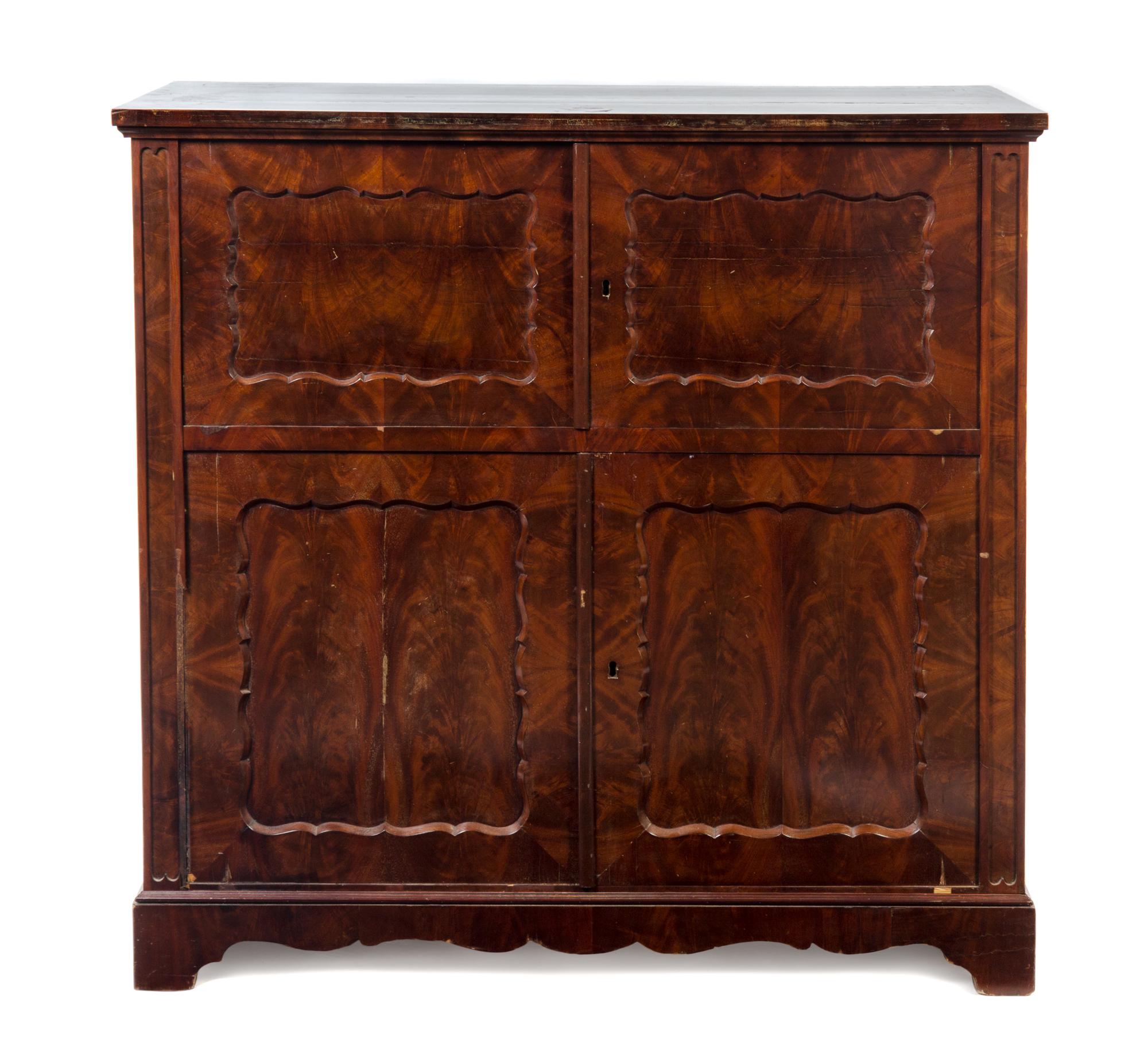 A William IV Mahogany Linen Press Height 44 x width 45 x depth 22 1/2 inches. — 18TH/19TH CENTURY