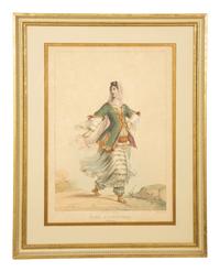 A Set of Six Framed Hand-Colored Costume Engravings