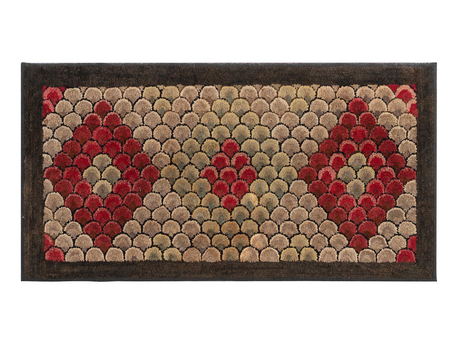 An American Fish Scale and Diamond Pattern Hooked Rug