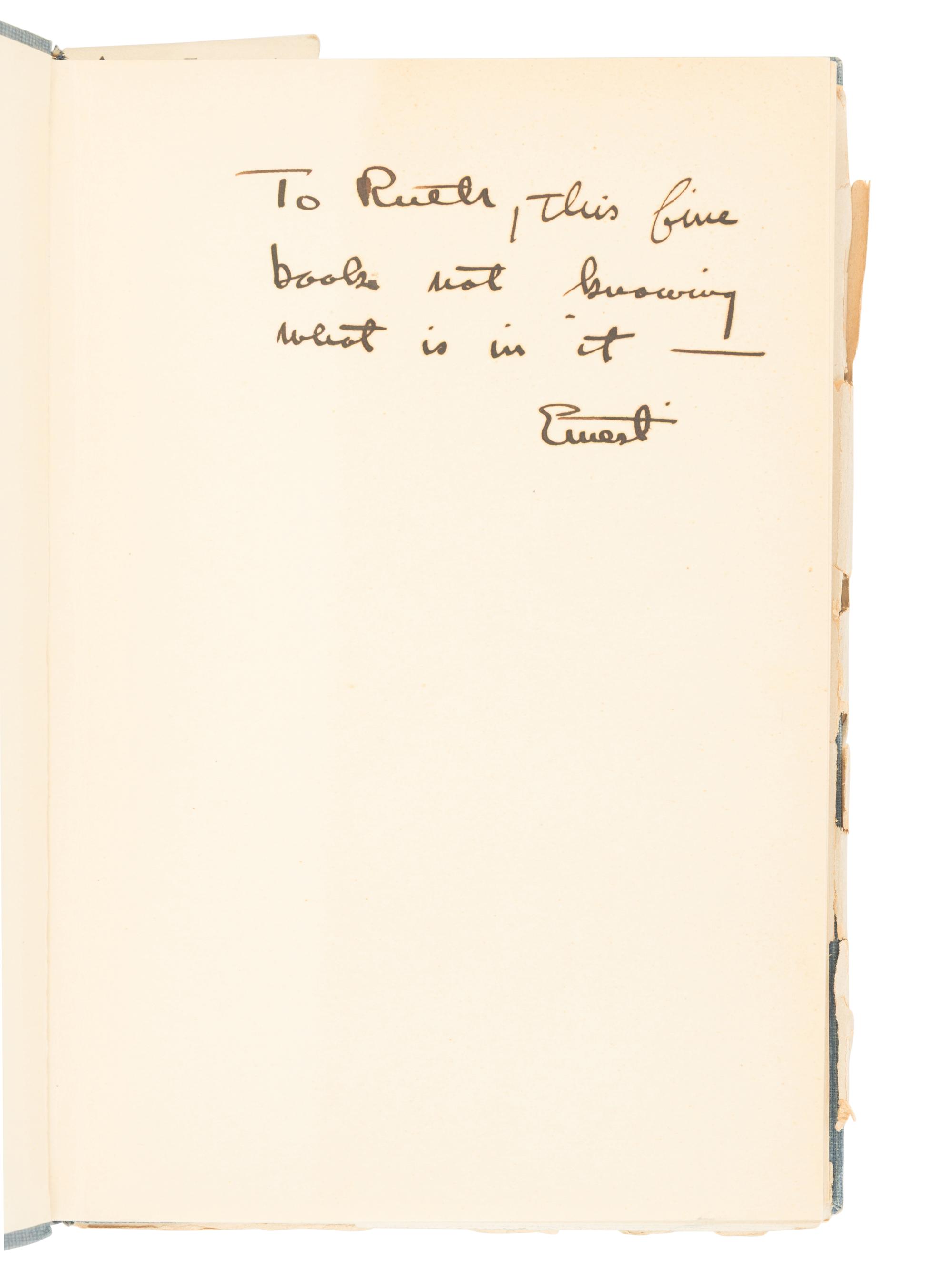HEMINGWAY, Ernest (1899-1961). Fiesta . Berlin: Ernst Rowohlt, 1928.